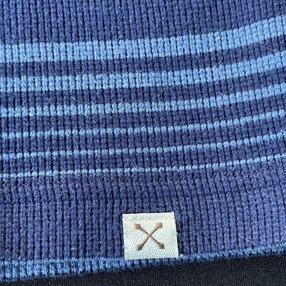 Blake Shelton x Lands End Henley Shirt Mens Large Blue Striped Ribbed Casual - Picture 3 of 10